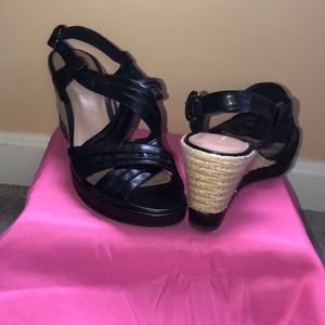 Black wedge heel sandals
